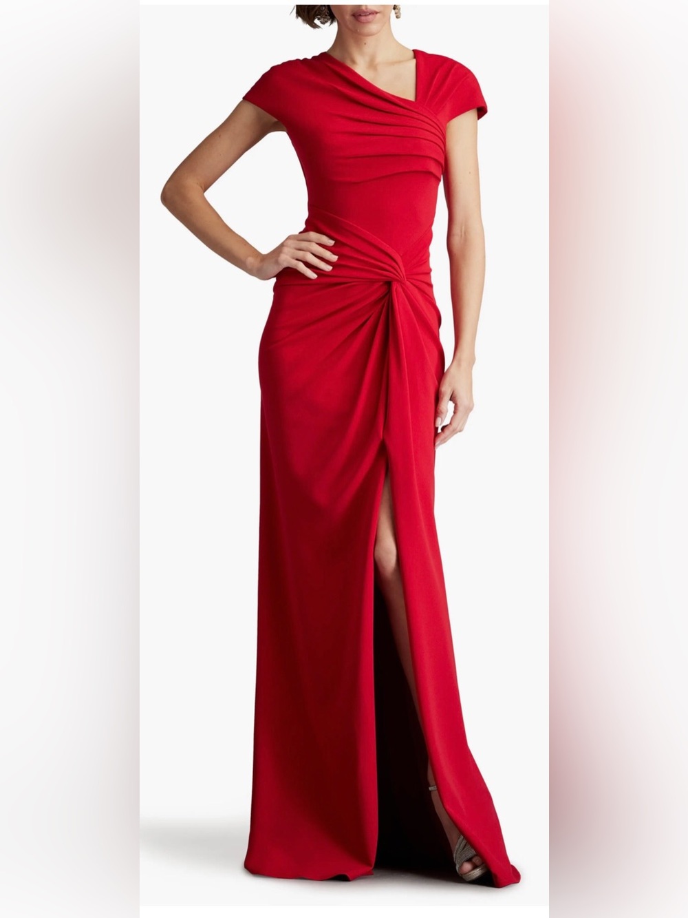 Tadashi Shoji Red Twist-Knot Maxi Skirt with Side Slit